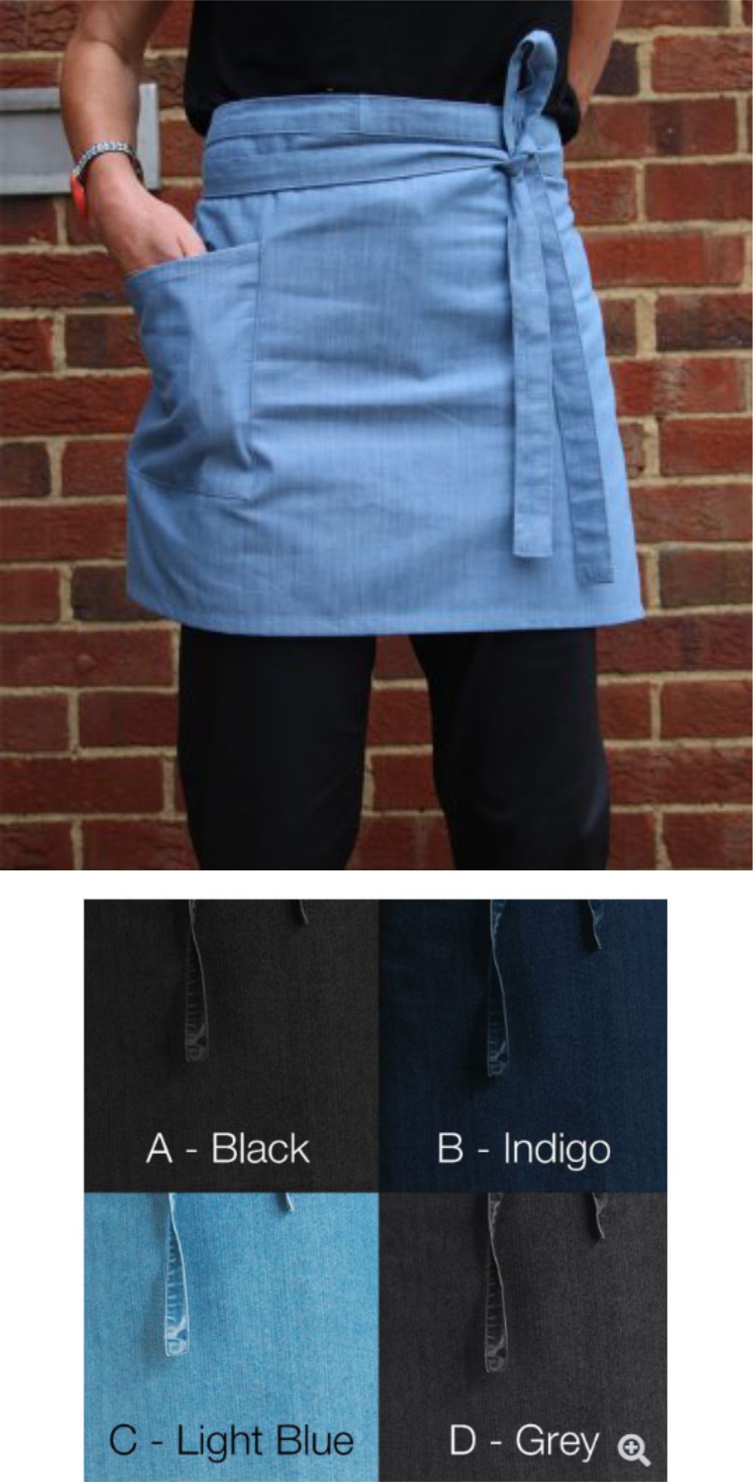 DP213  Denny's Cross Dyed Denim Waist Apron with Pocket - Click Image to Close